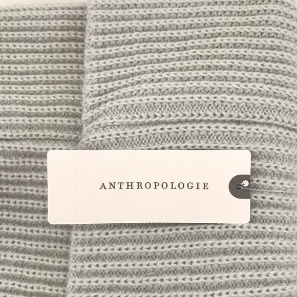 ANTHROPOLOGIE Beanie Hat Wellness Club Daily Practice Gray Embroidered Ribbed - Picture 8 of 13